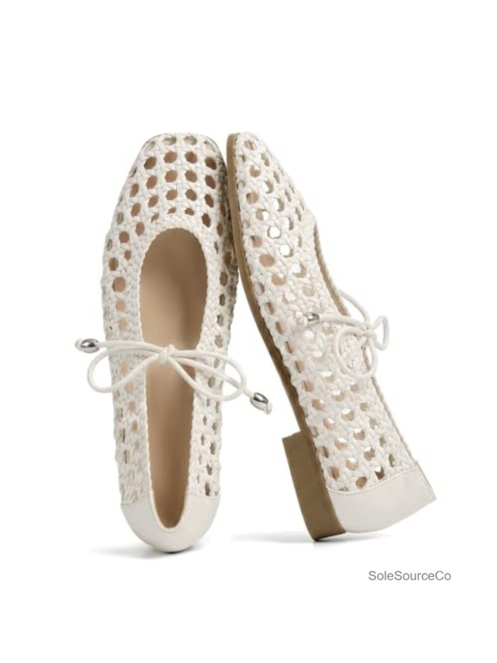 Mesh Woven Mary Jane Ballet Flats Square Toe Buckle Strap Comfortable Dress